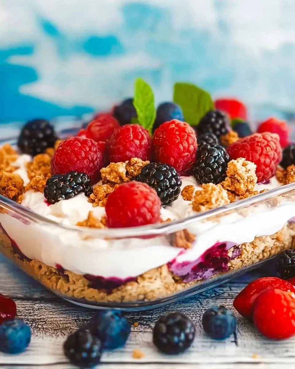 Schichtdessert mit Blaubeeren und Erdbeeren genießen!
