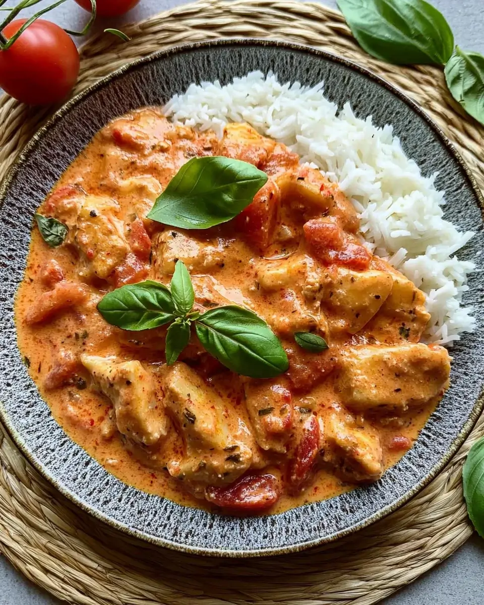 Hähnchen mit Reis und Tomatensoße: Ein einfaches Rezept!