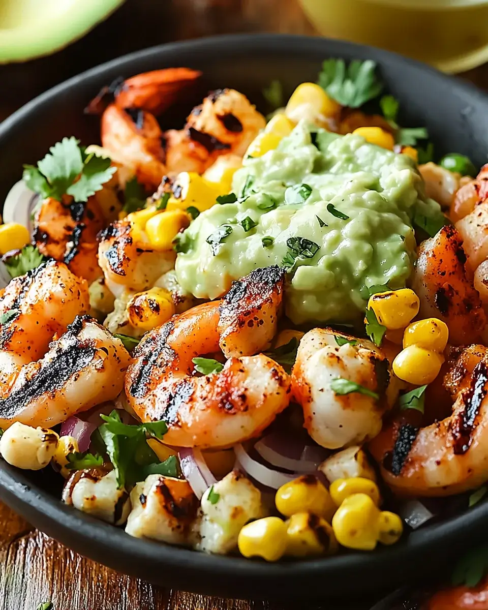 Gegrillte Garnelen Bowl mit Avocado Mais-Salsa genießen!