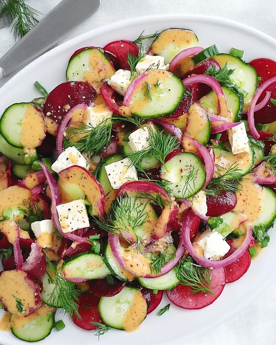 Rote-Bete-Salat mit Feta, Gurken und Dill – lecker!