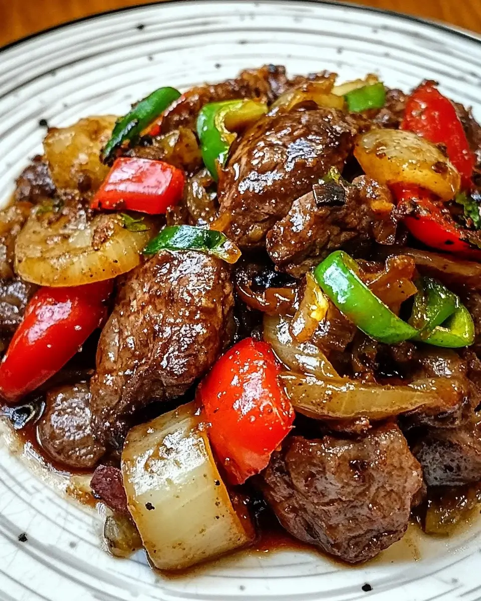 Pfeffersteak mit Paprika und Zwiebeln: Ein Genuss!