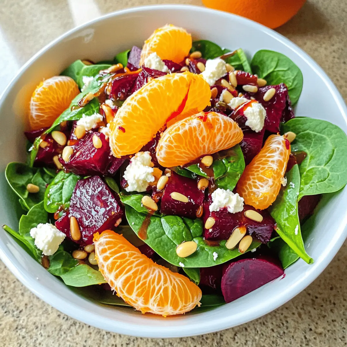 Der Ausgang: Rote-Bete-Spinat-Salat mit Mandarinen