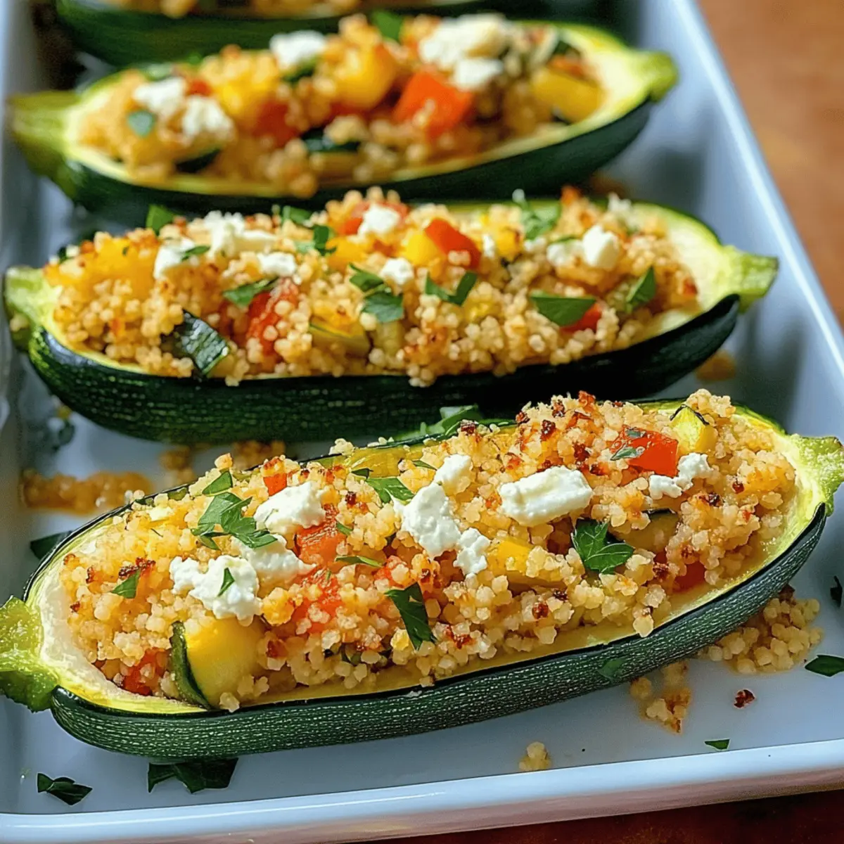 Gefüllte Zucchini mit Couscous und Feta