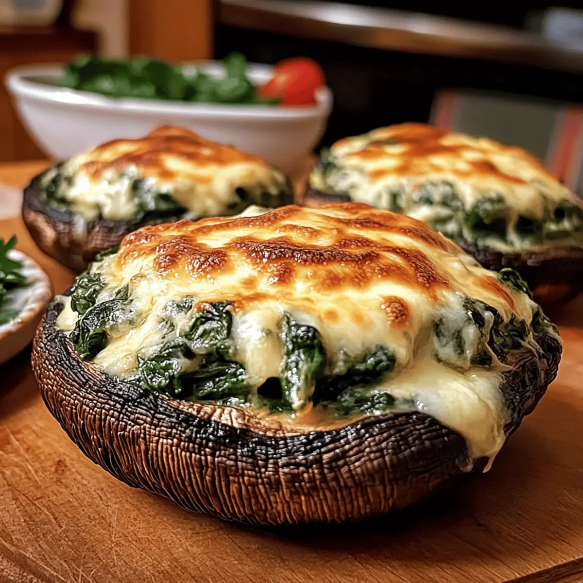 Spinach Cheese Stuffed Portobello Pilze lecker genießen