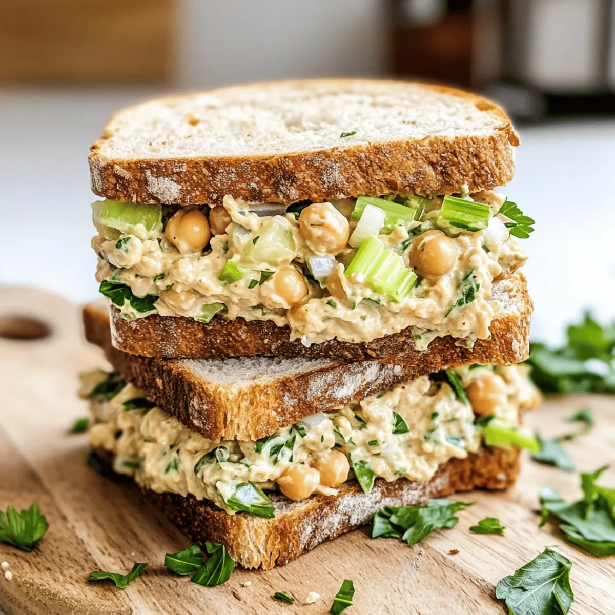 Cremiger veganer Kichererbsensalat Sandwich