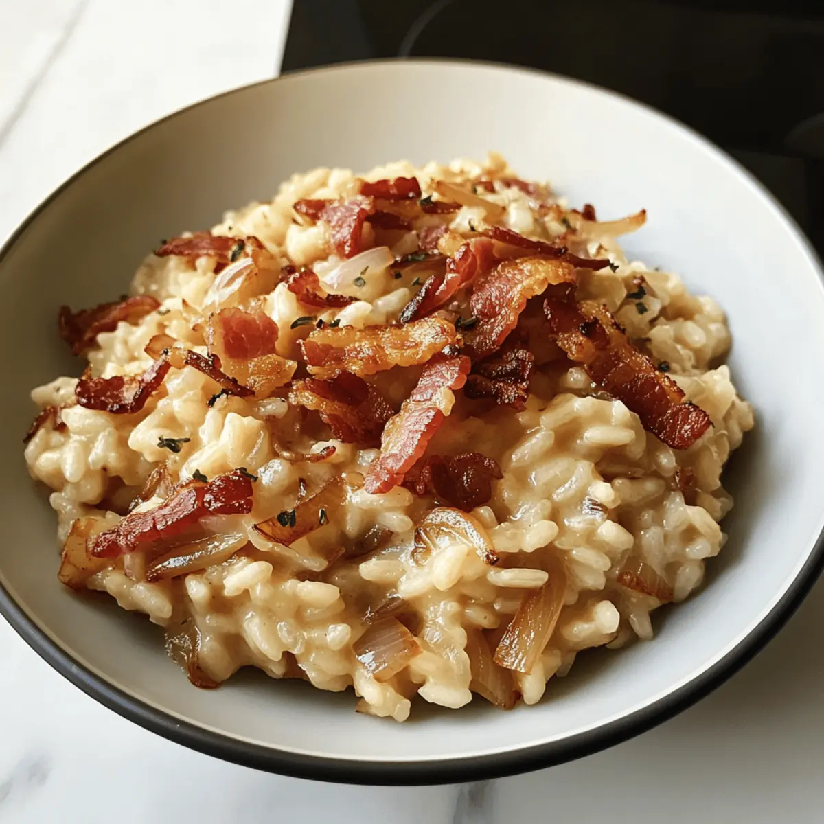 Cremiges Risotto mit Speck und Zwiebeln