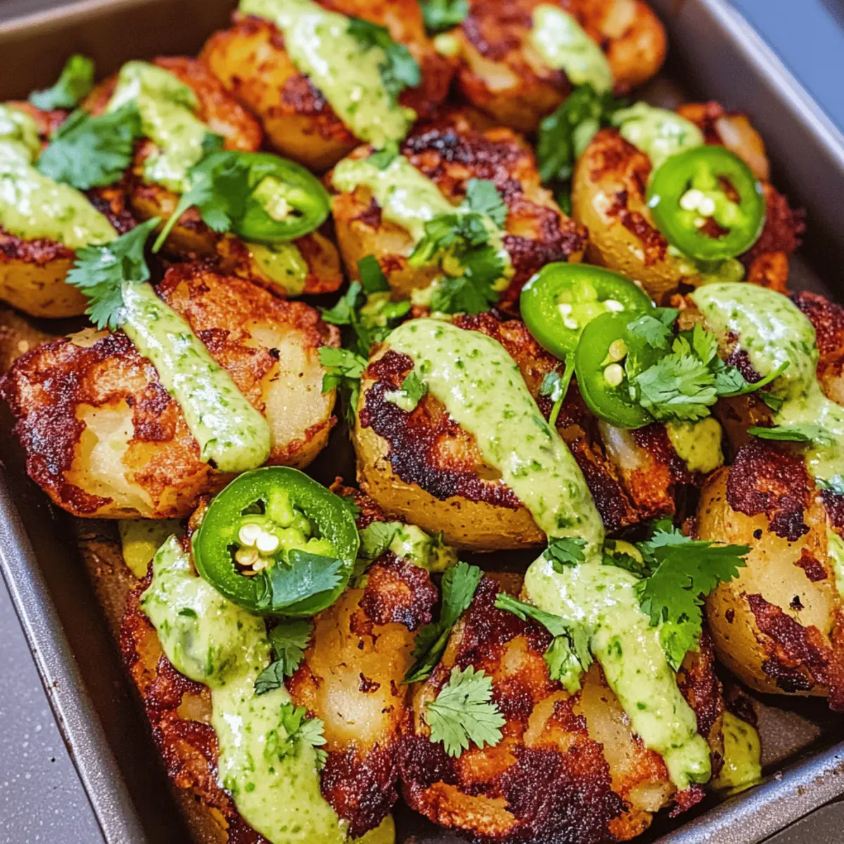 Crispy Smashed Potatoes mit veganer Aioli