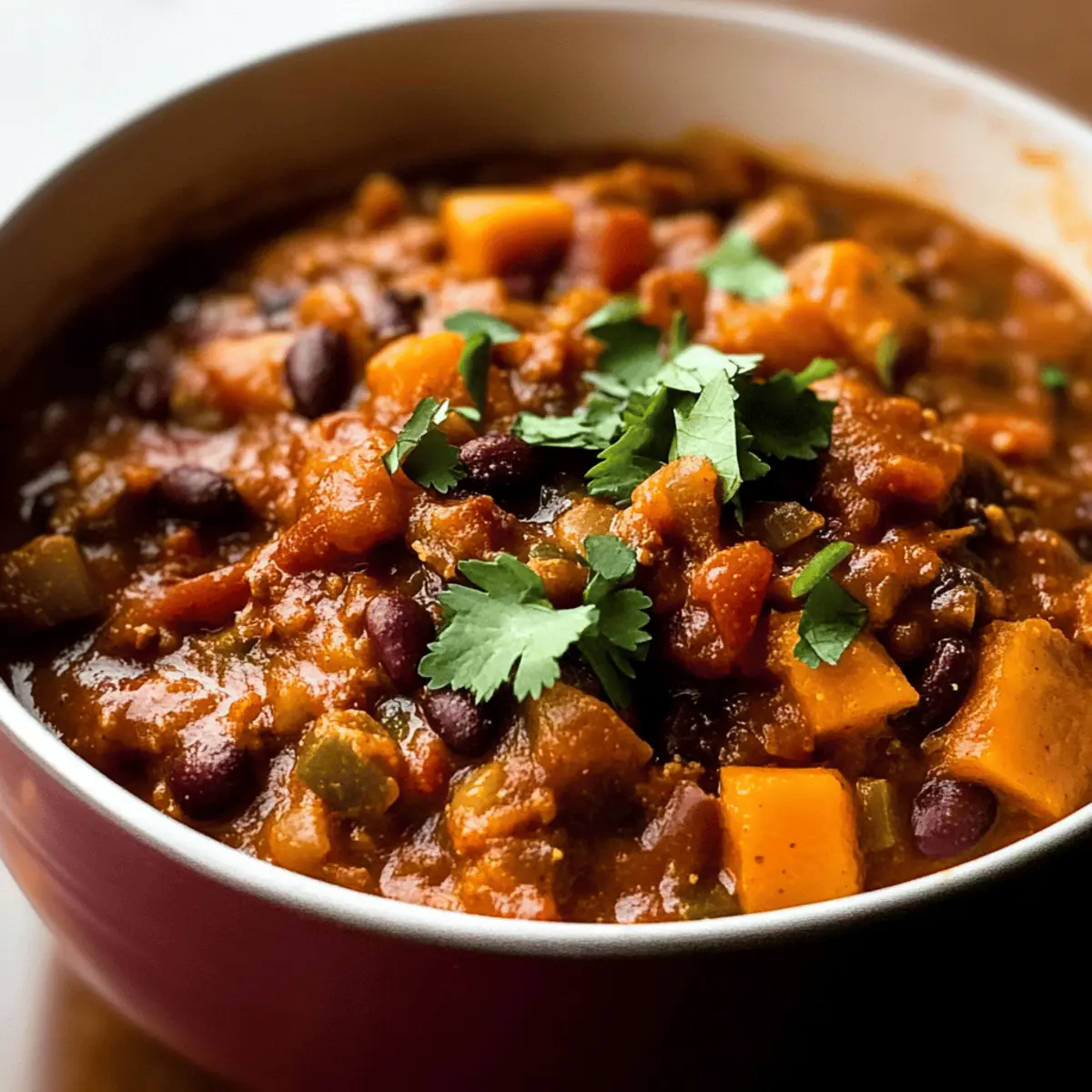 Vegetarisches Kürbis Chili für die Seele