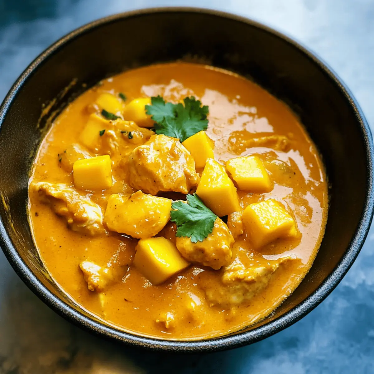Mango Hähnchen Curry mit Kokosnuss und Mango