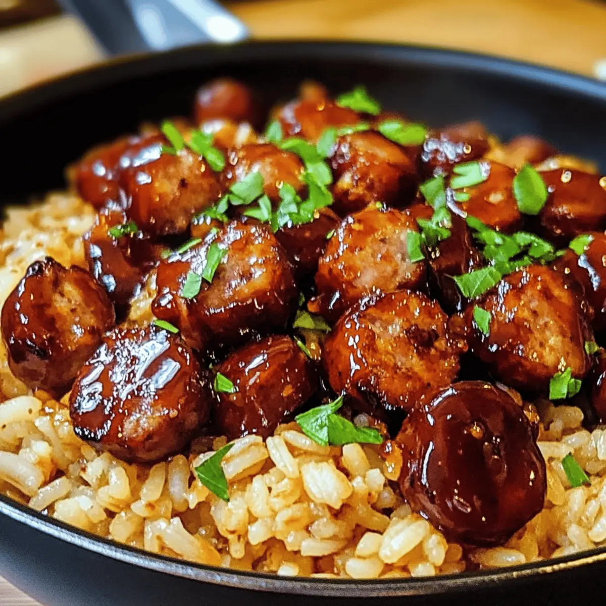 BBQ Wurstreis aus einer Pfanne: Einfach und lecker