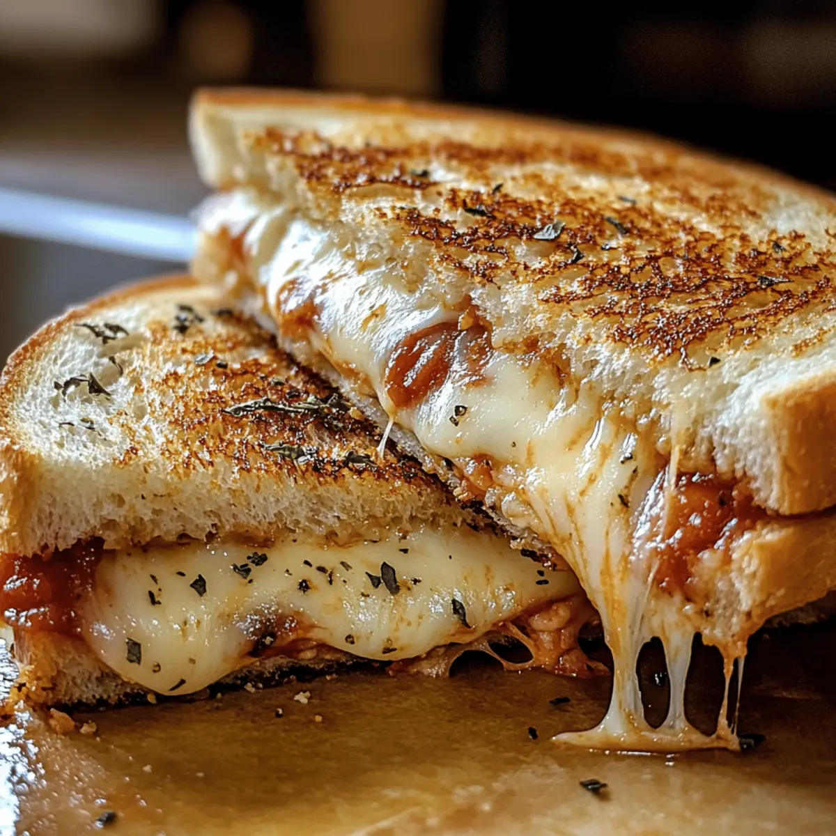 Der Ausgang für Pizza Grilled Cheese Genuss