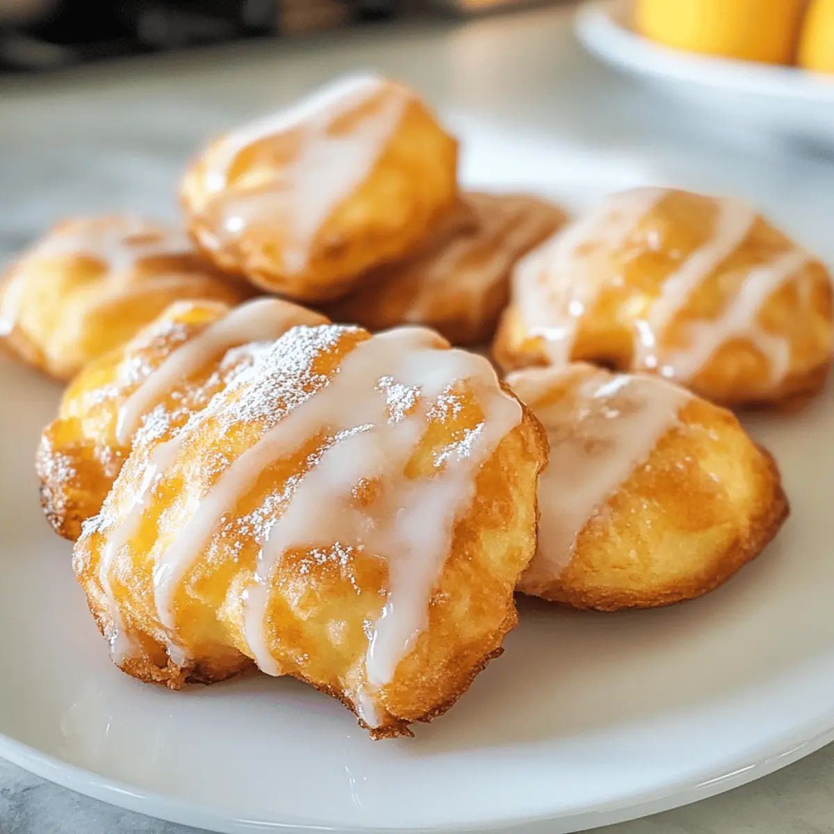 Frische Pfirsichkrapfen mit Vanilleglasur