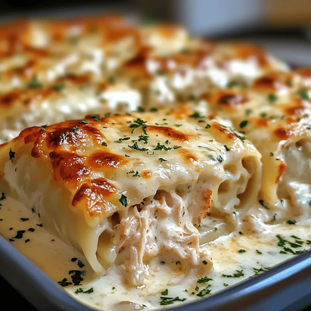 cremige Hähnchen Alfredo Lasagna Rollen