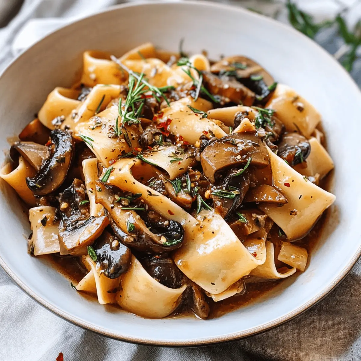 Portobello Pappardelle für ein schnelles Abendessen