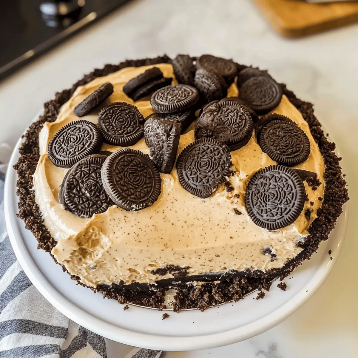 No Bake Oreo Erdnussbutter Kuchen in Minuten