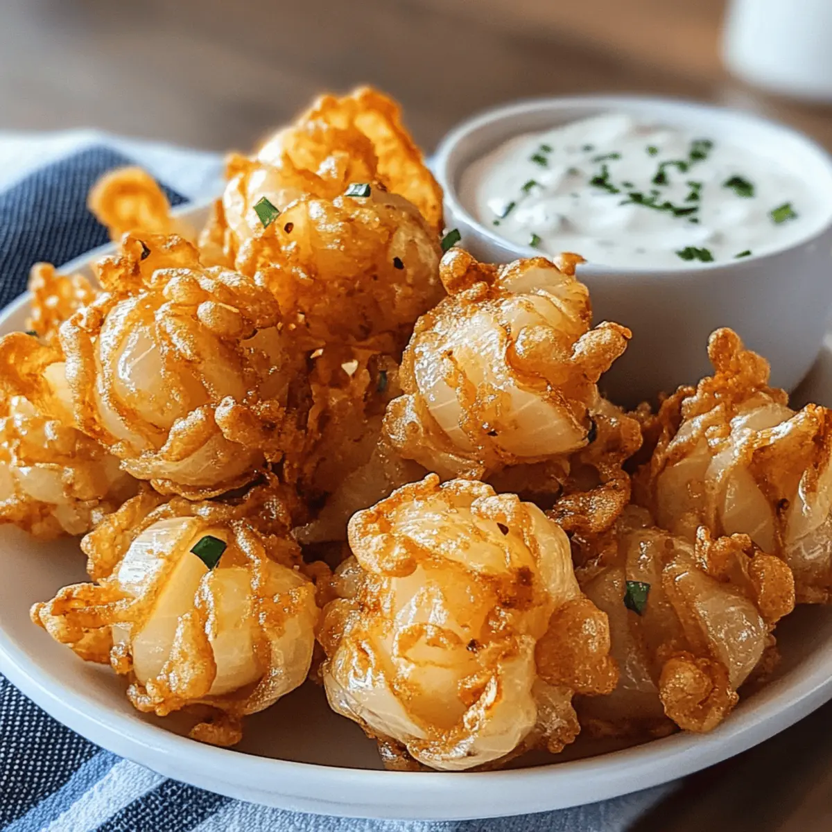 Knusprige Mini Bloomin' Zwiebeln mit Ranchdip