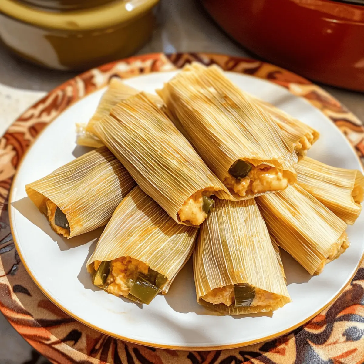 Einfache Tamales mit grünen Chilis und Käse im Instant Pot