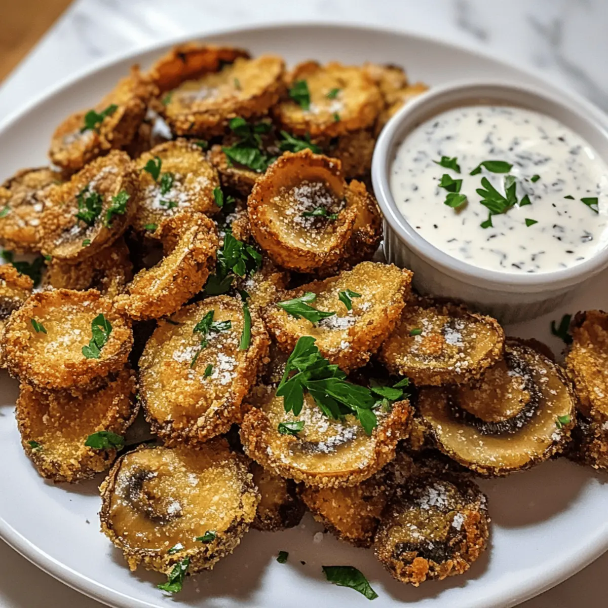 Weihnachtliche gebratene Pilze mit Ranchdressing