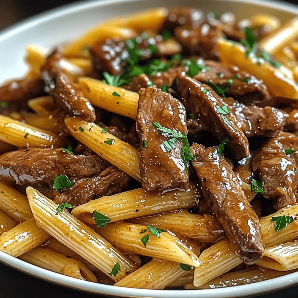 Süße Honig BBQ Penne mit zartem Rindfleisch