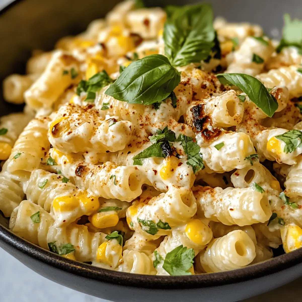 Cremiger Street Corn Pasta Salat mit Chili Butter