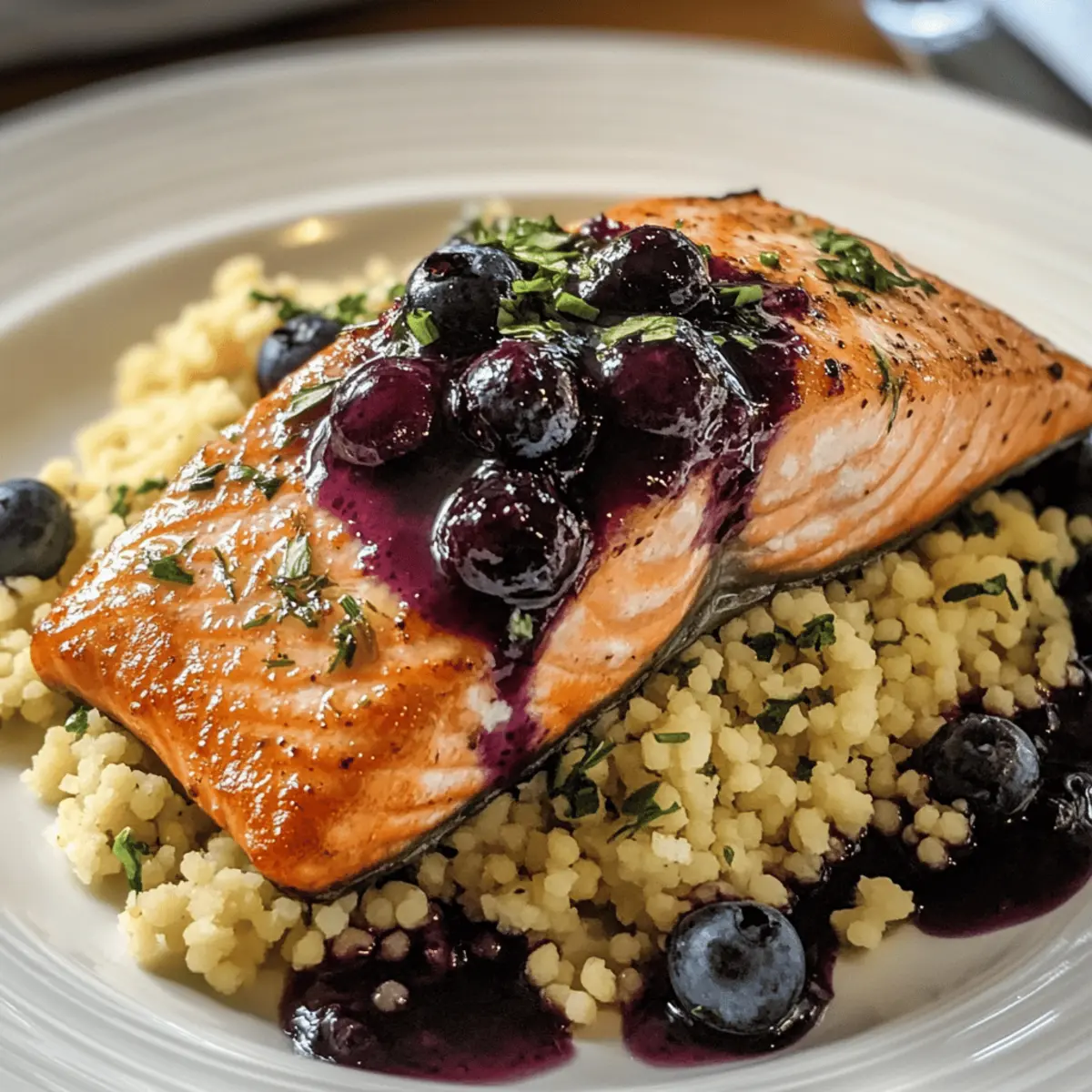 Blaubeeren-Lachs mit Zitronen-Couscous für den Abend