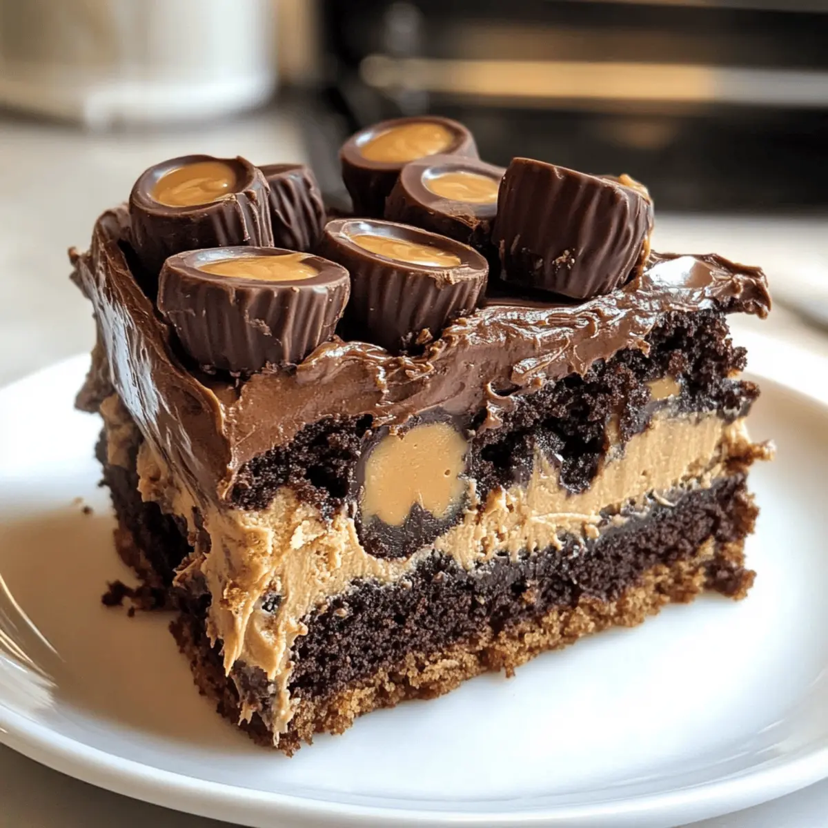 Reese’s Erdbeben Kuchen mit Schokoladenpeanutbutter
