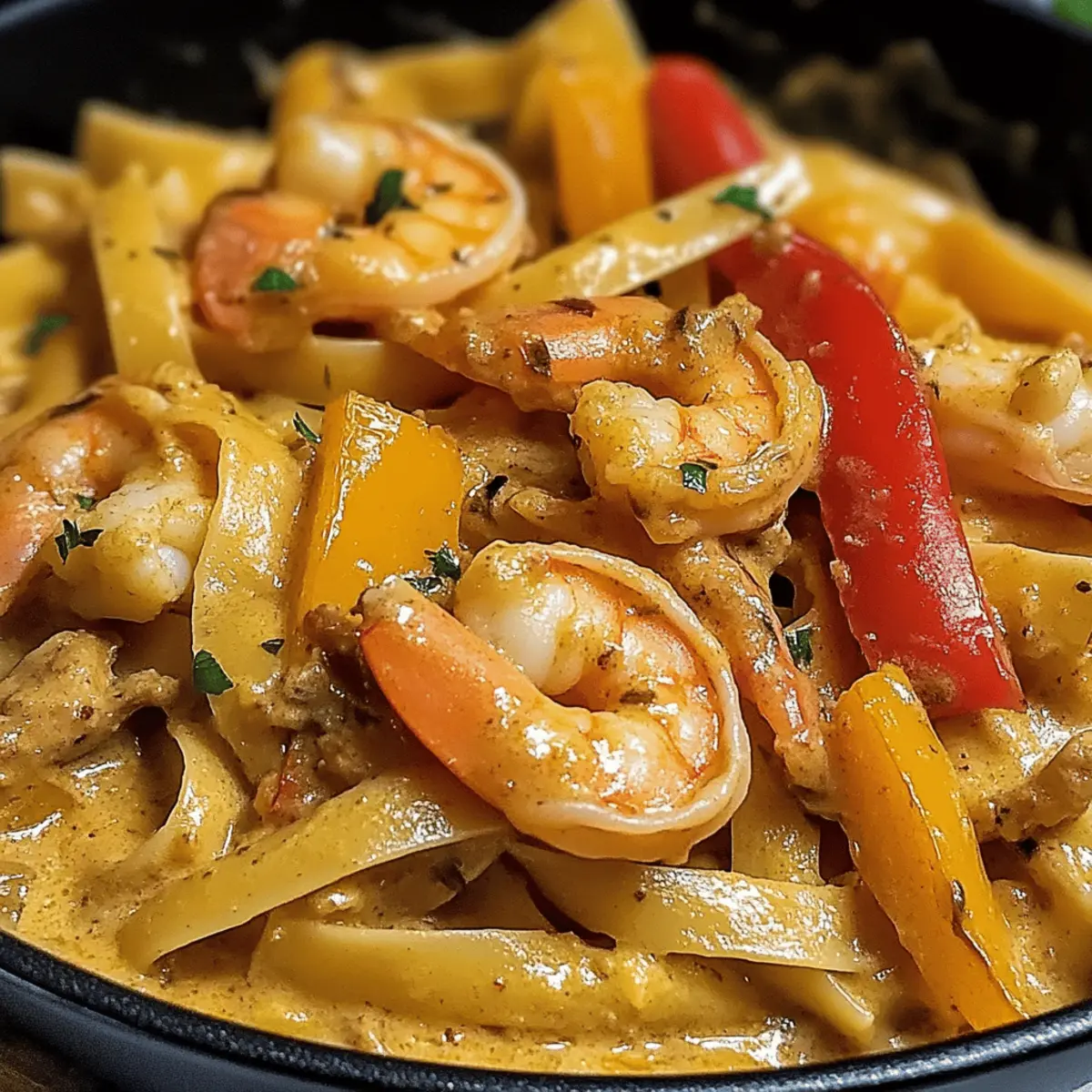 Der Ausgang: Cremige Jamaikanische Shrimp Rasta Pasta