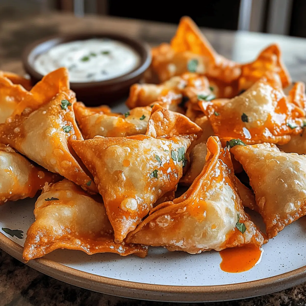 Air Fryer Buffalo Chicken Wontons für einen Kick