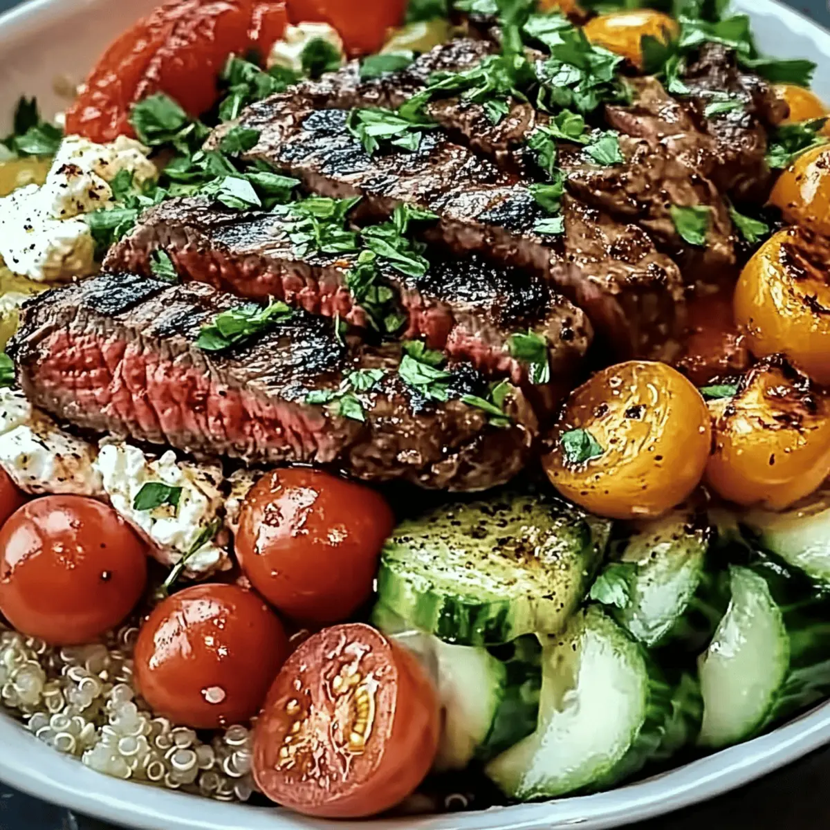 Mediterrane Steak Bowls mit Quinoa für dein Abendessen