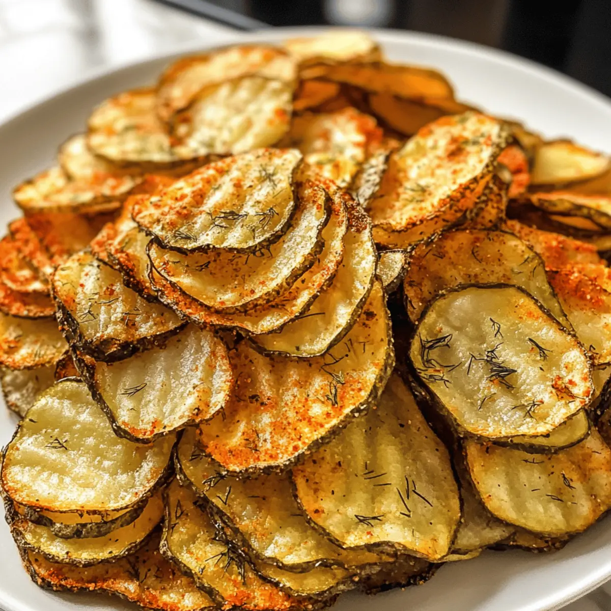 Crispy Spicy Dill Pickle Chips im Air Fryer