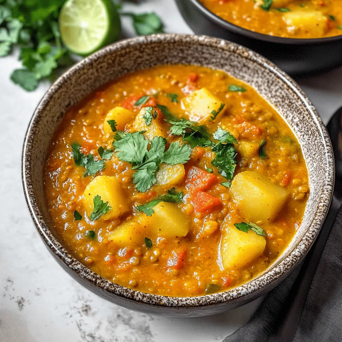 Einfache thailändische rote Curry Kartoffel-Linsen-Suppe