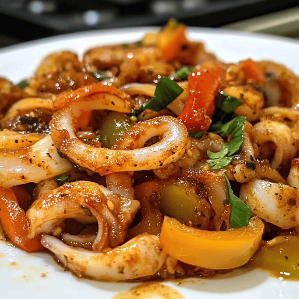 Einfaches Gebratenes Tintenfischgericht