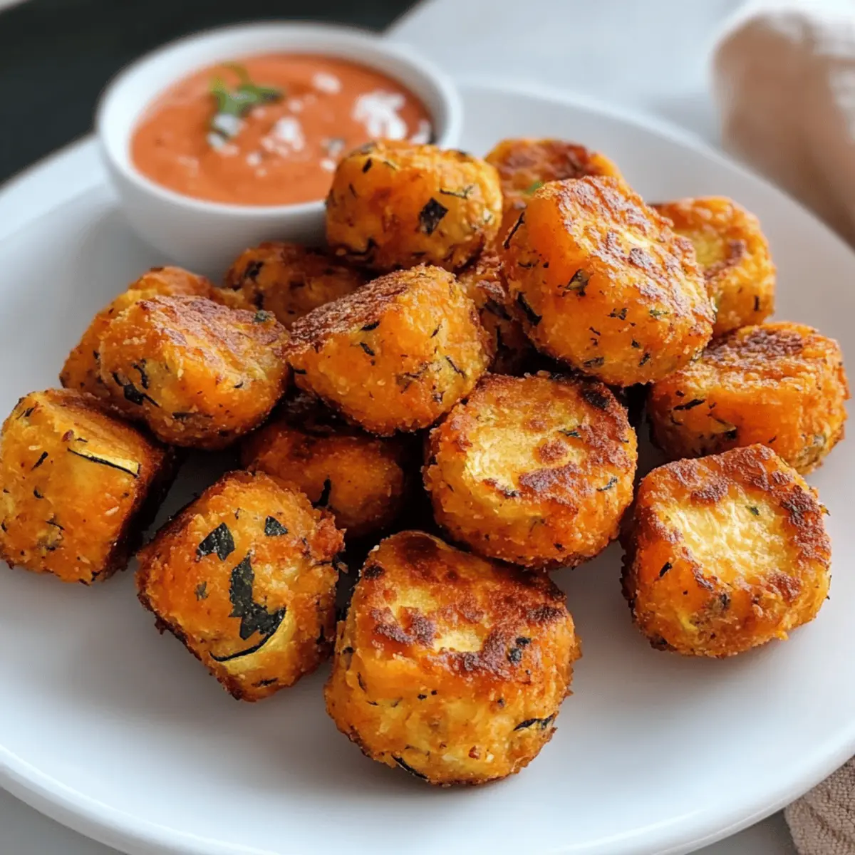 Crispy Süßkartoffel Zucchini Tots für die Familie