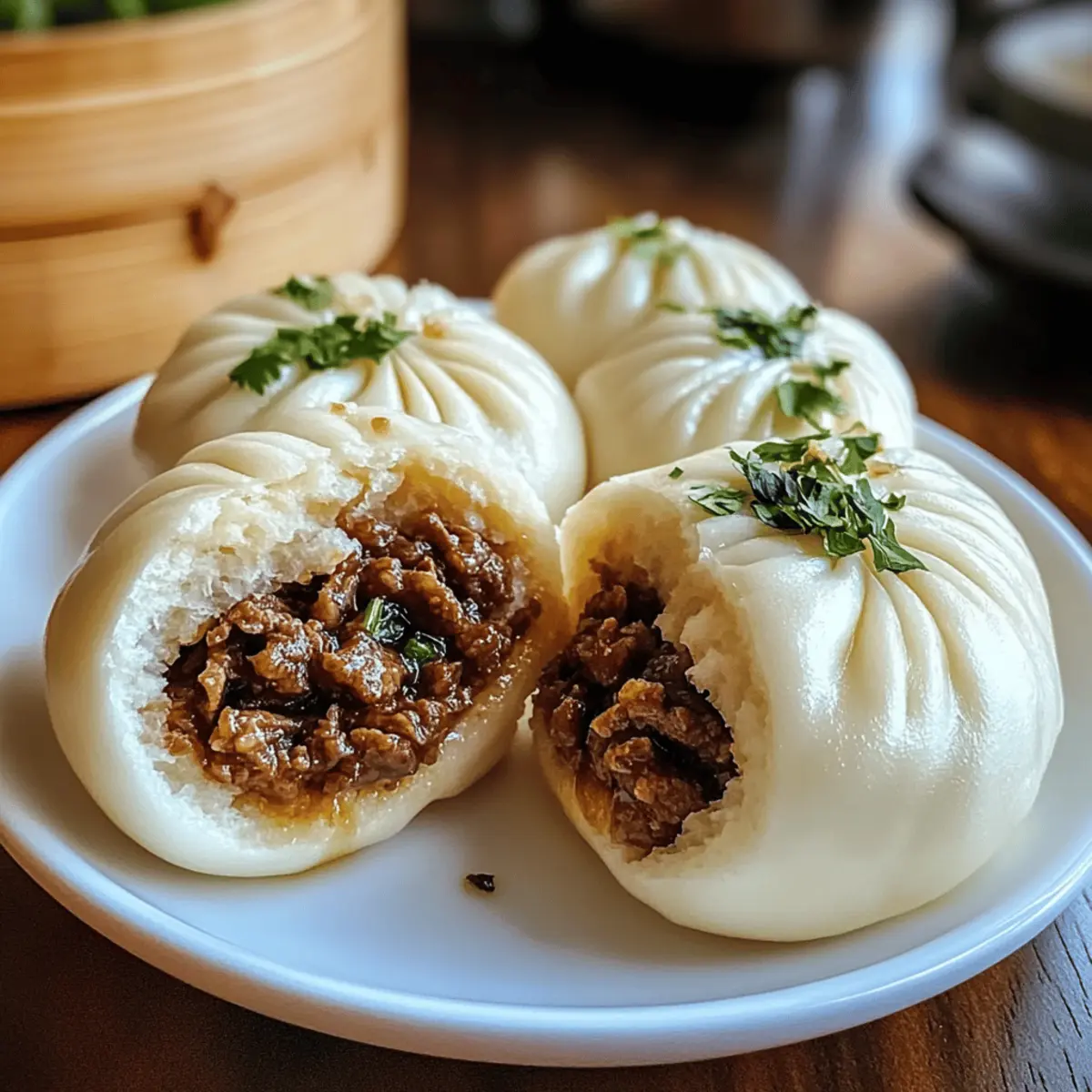Weiche und herzhaft gefüllte Bao Brötchen