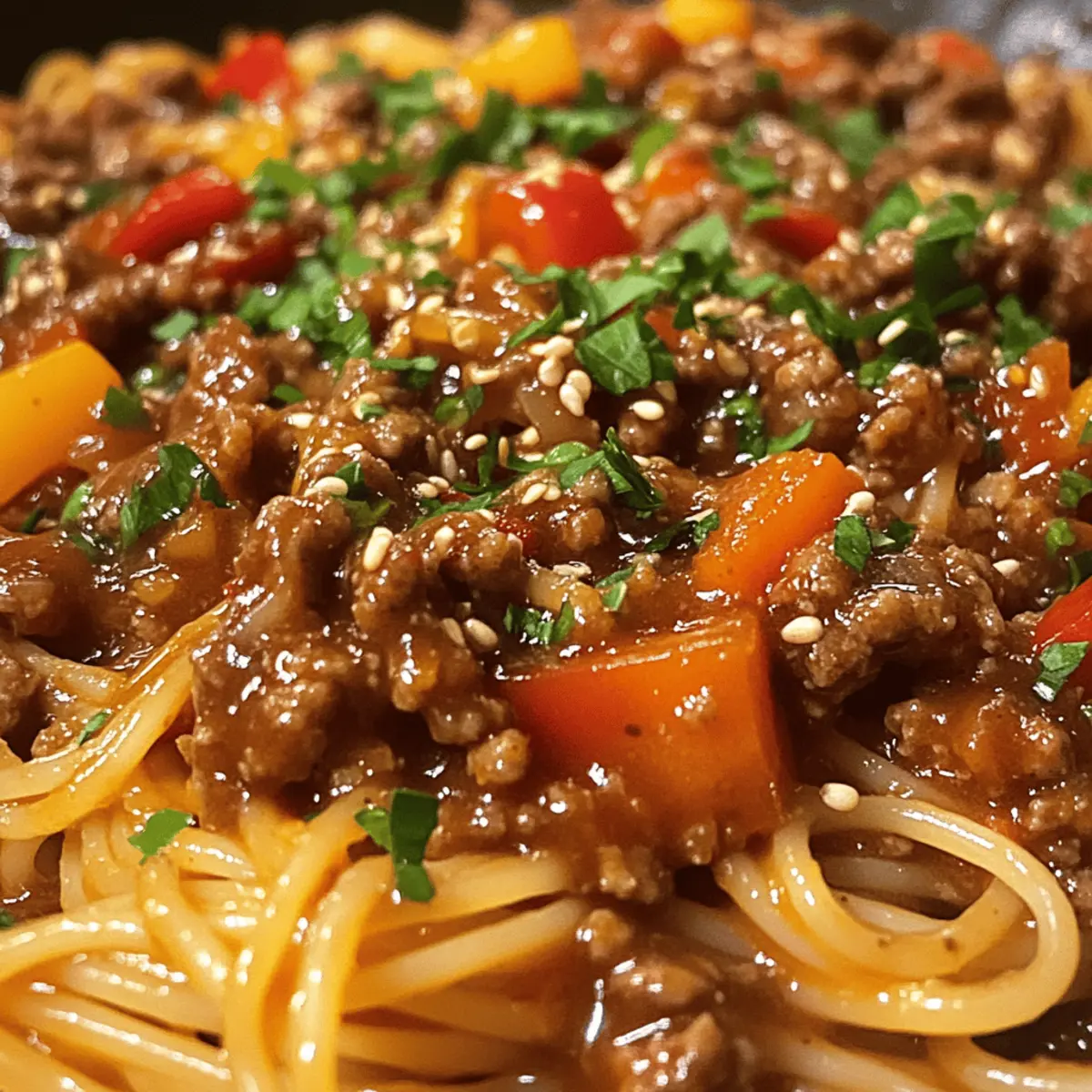 Schnelle Angel Hair Pasta mit chinesischer Rindfleischsauce