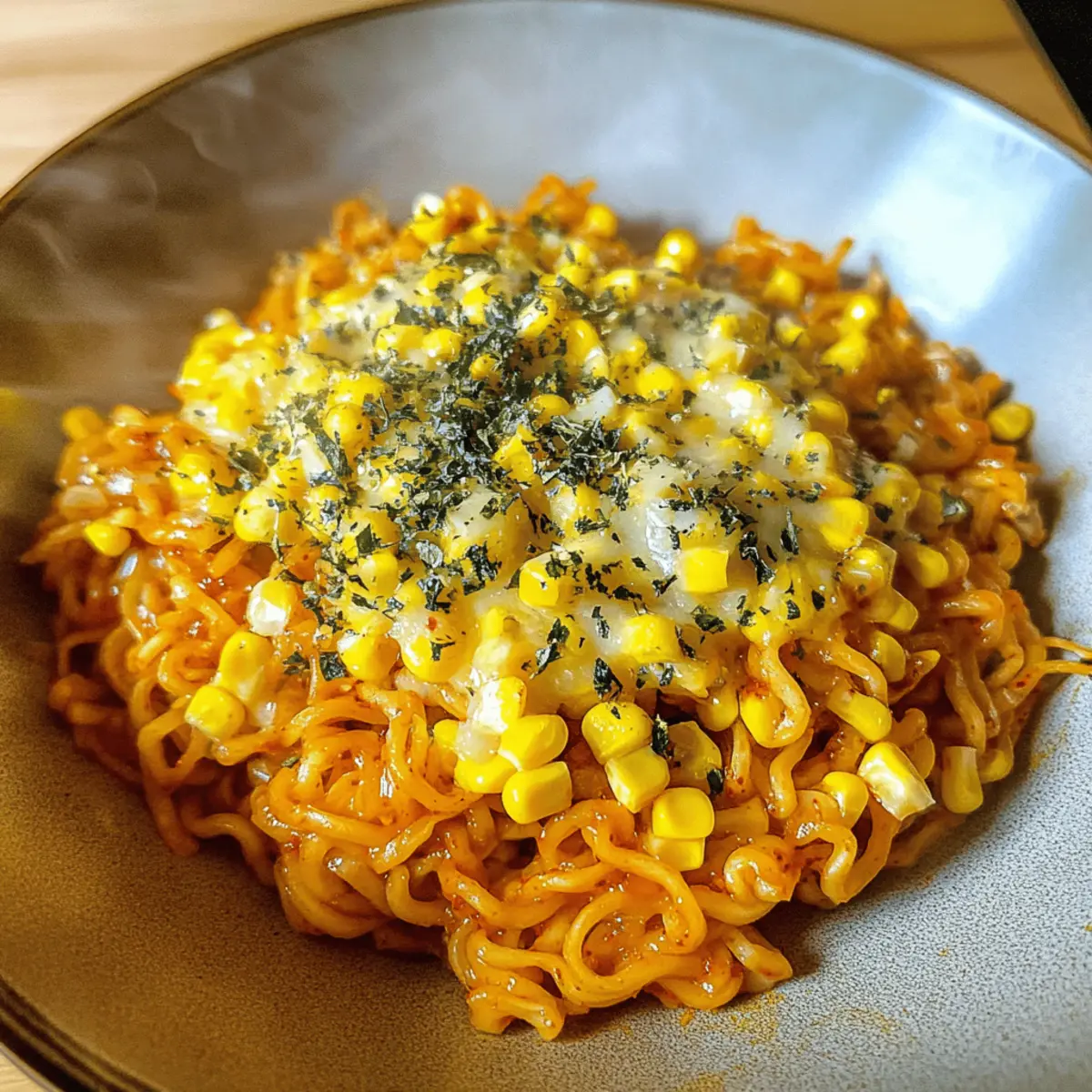 Spicy Noodles mit Korean Corn Cheese Rezept