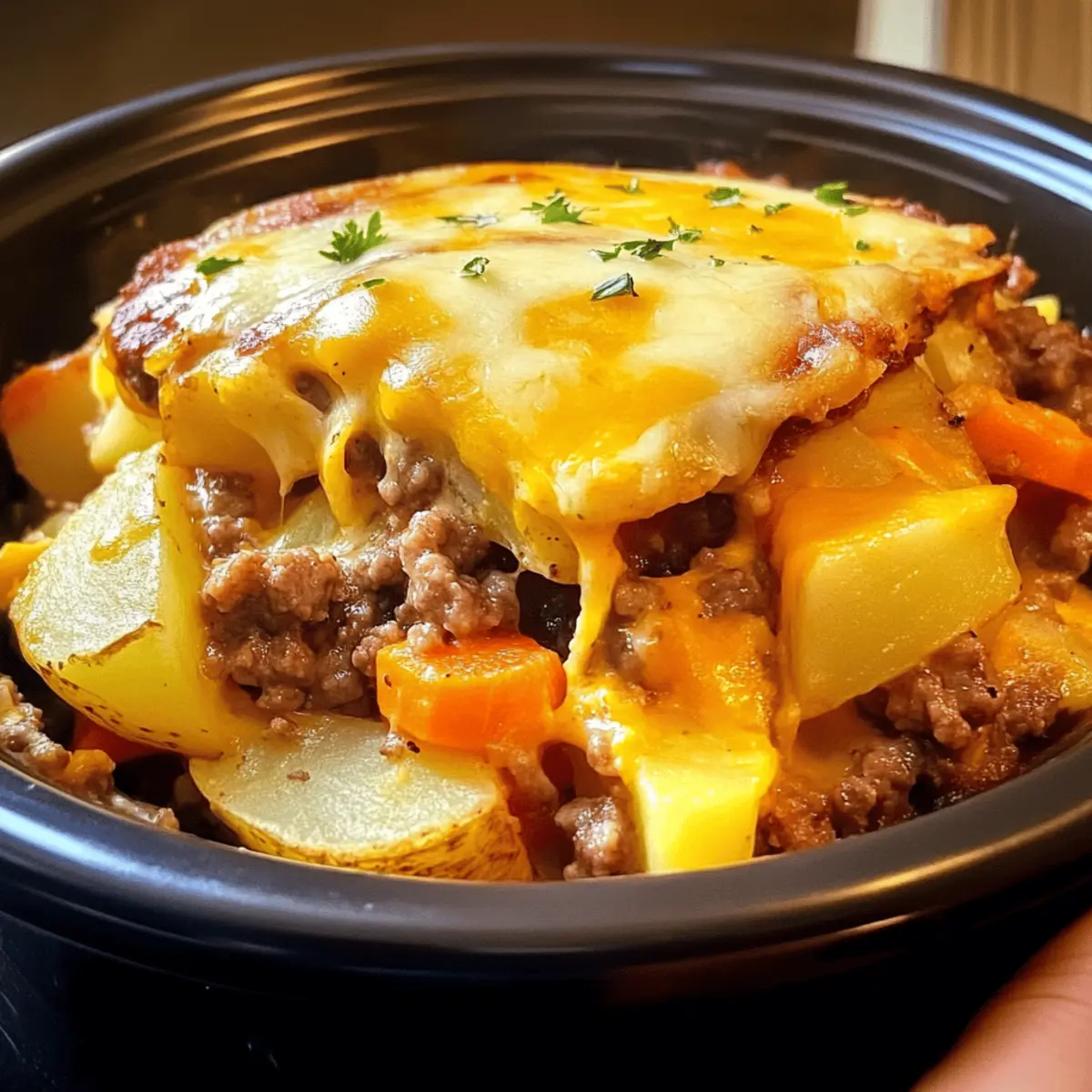 Schneller Hamburger Kartoffelauflauf aus dem Slow Cooker
