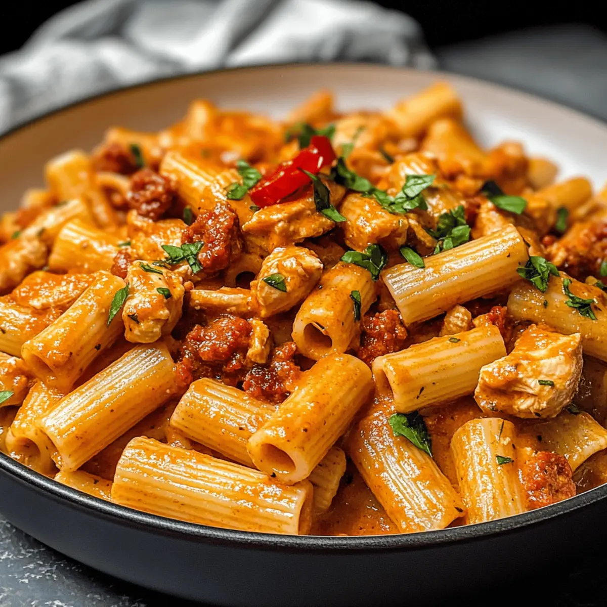 Der Ausgang: Cremige Hähnchen und Chorizo Pasta