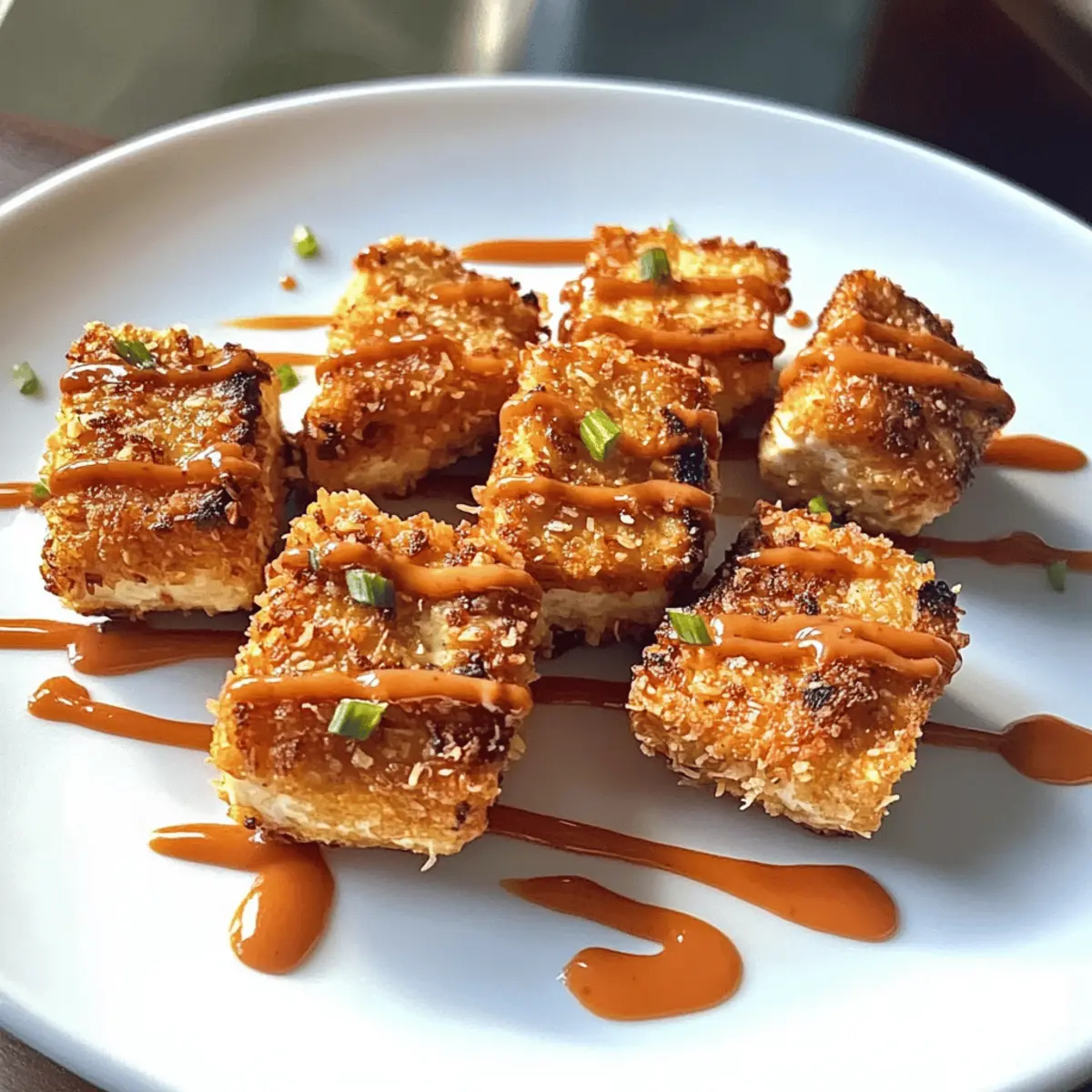 Crispy Kokos-Tofu mit würziger Sauce
