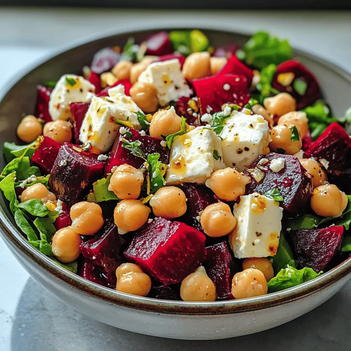 Kichererbsen Rote Bete Feta Salat mit Zitronendressing
