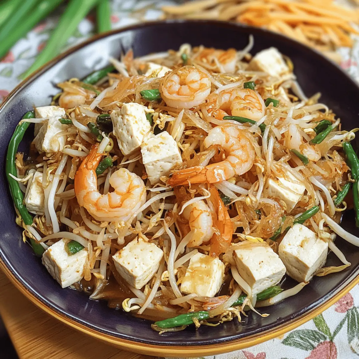 Schnelles Ginisang Togue mit Tofu und Garnelen