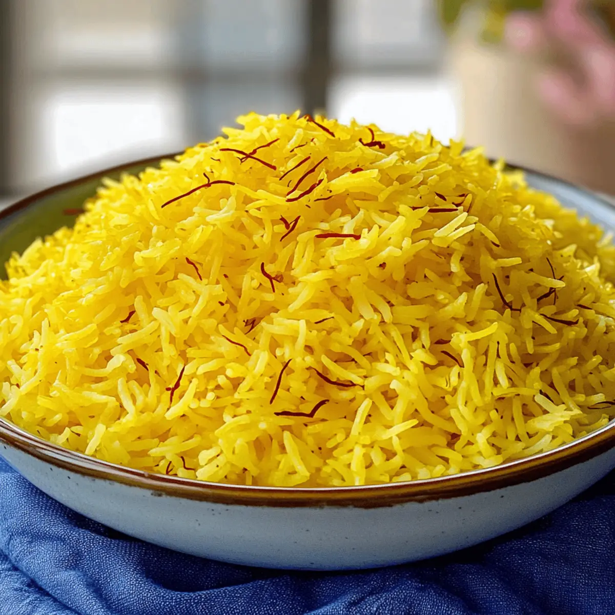 Fluffiger Safranreis als einfaches persisches Beilagegericht