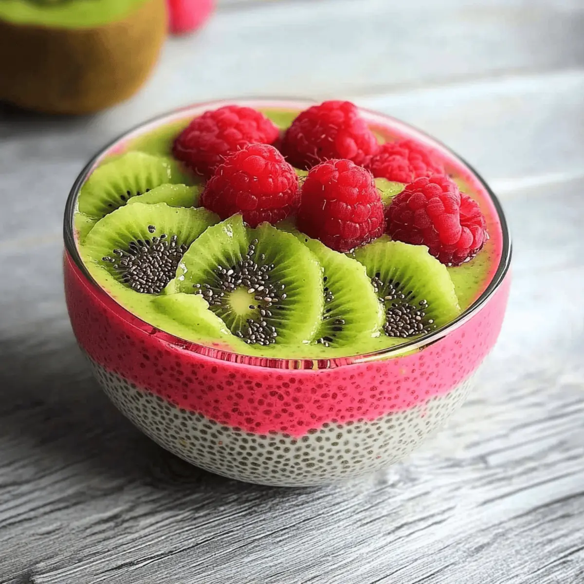 Kiwi und Himbeer Chia Pudding genießen