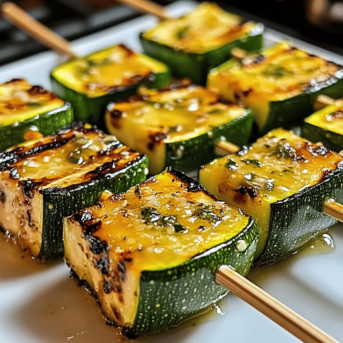 Der Ausgang: Knackige Zucchini-Spieße mit Knoblauchbutter