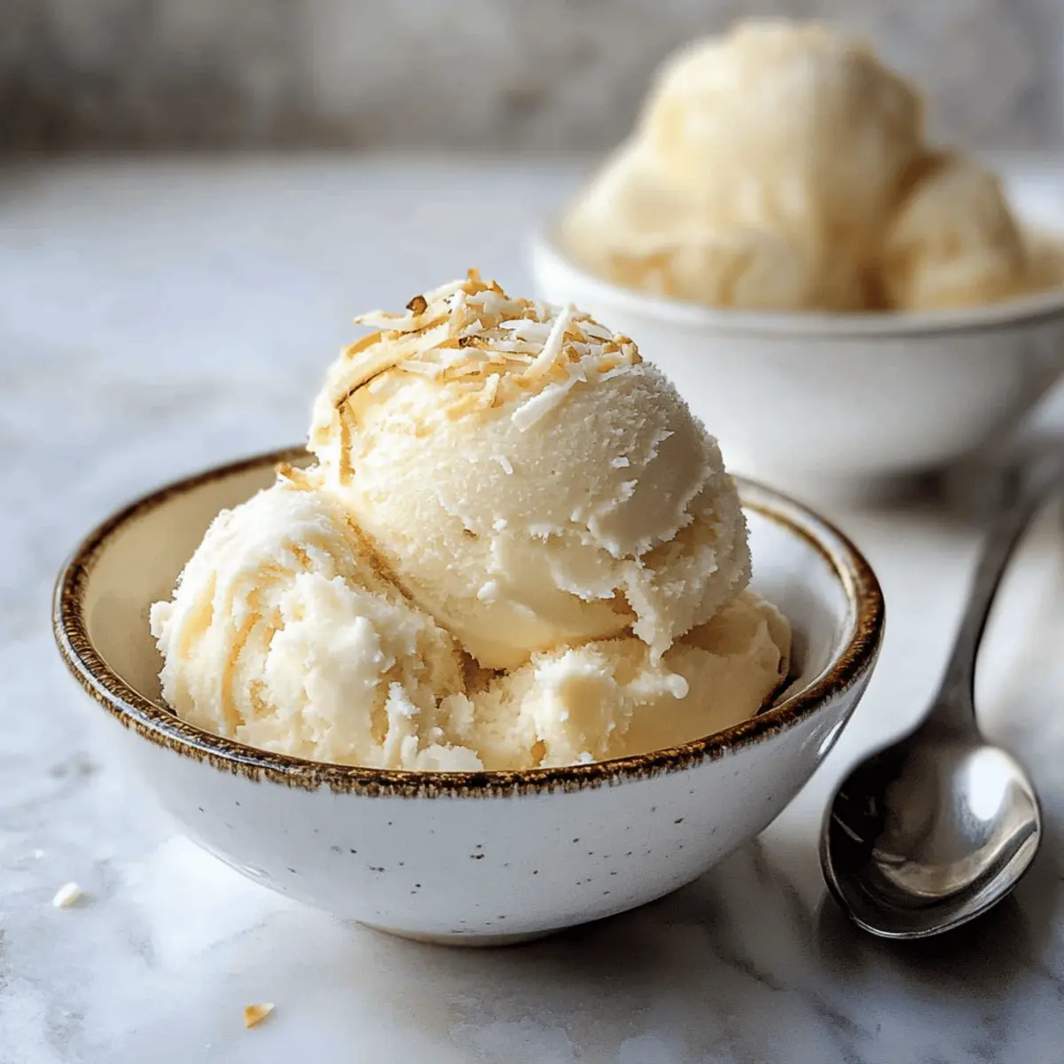 Cremiges Kokos-Custard-Eis für den Sommer