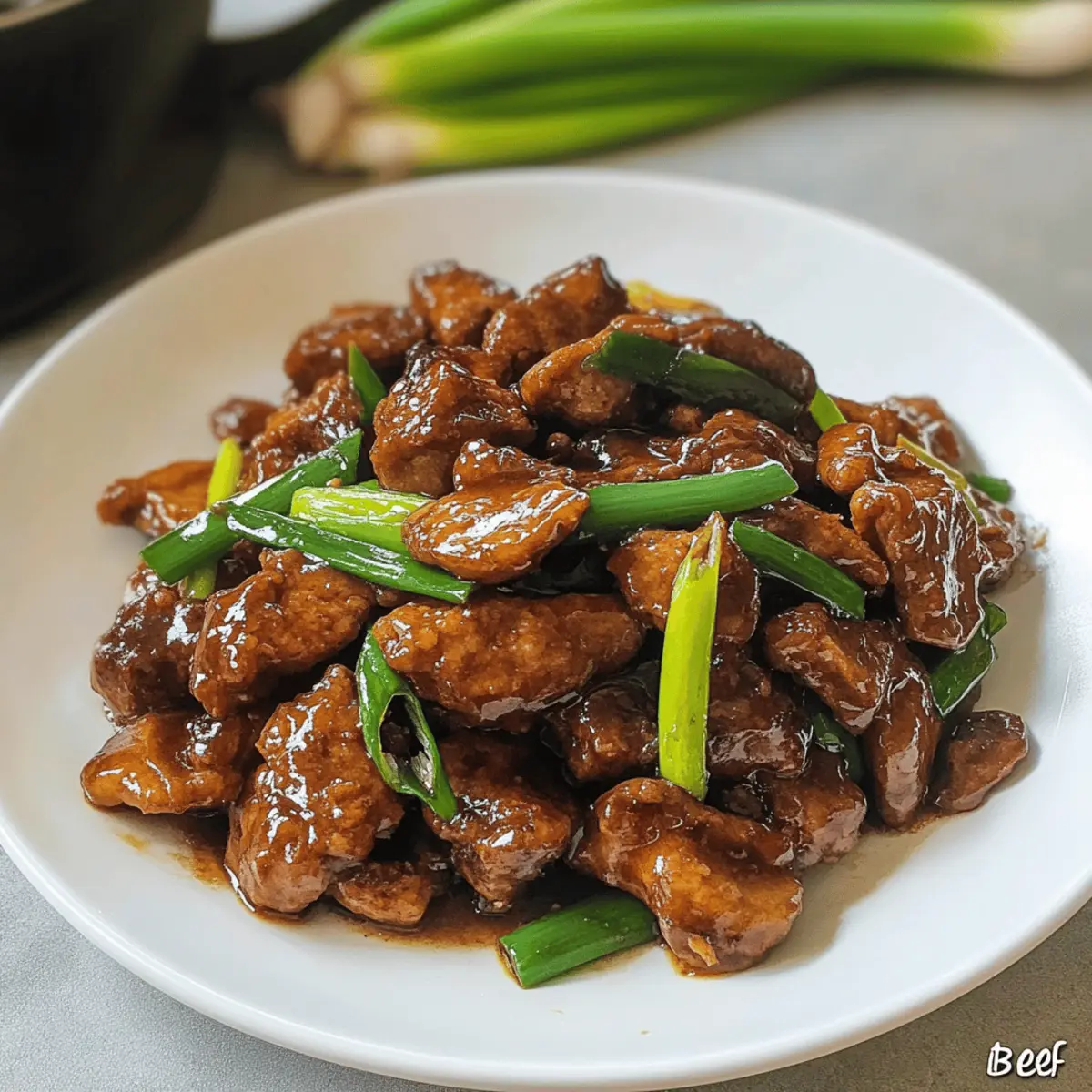 Vegan Mongolian Beef mit knusprigen Sojastücken