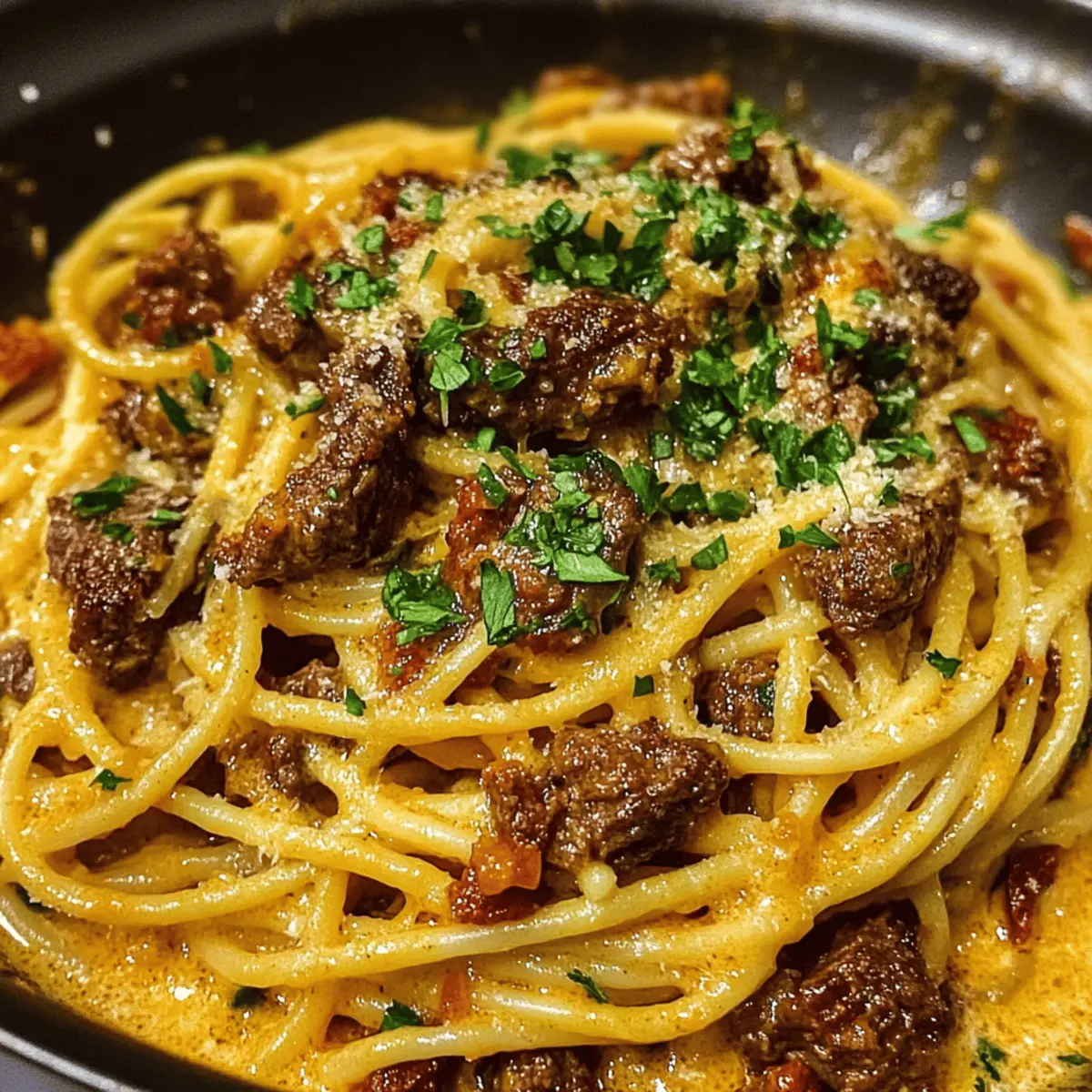 Cajun Beef Spaghetti mit cremiger Käsesauce