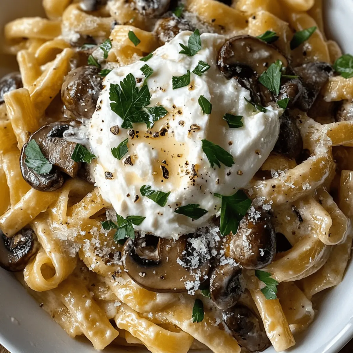 Mushroom Pasta mit Burrata für den perfekten Genuss