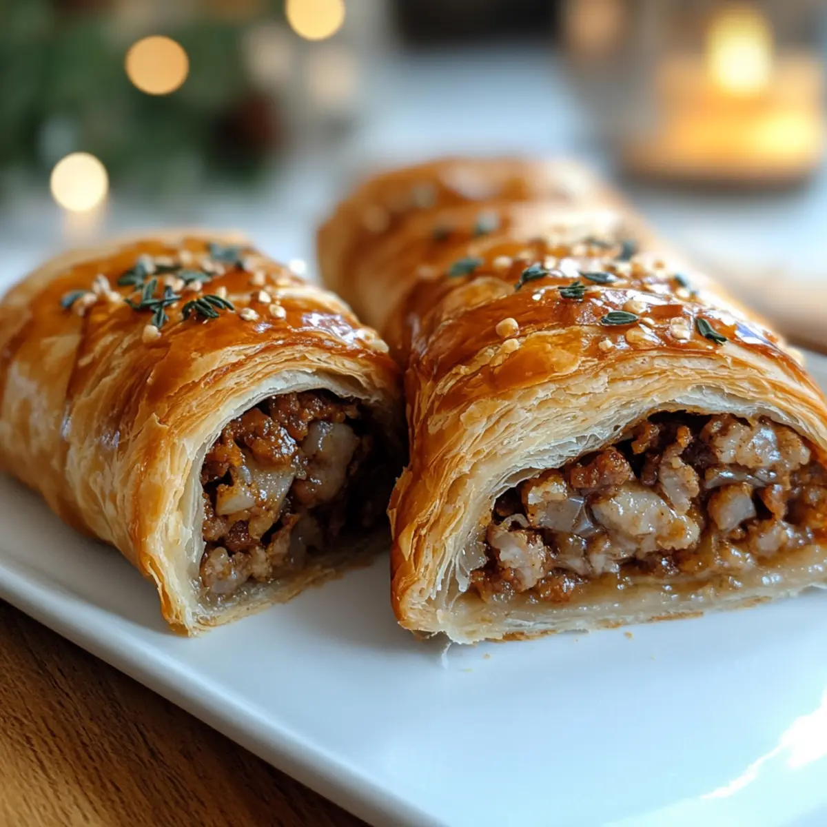 Weihnachtliche Würstchen im Blätterteig