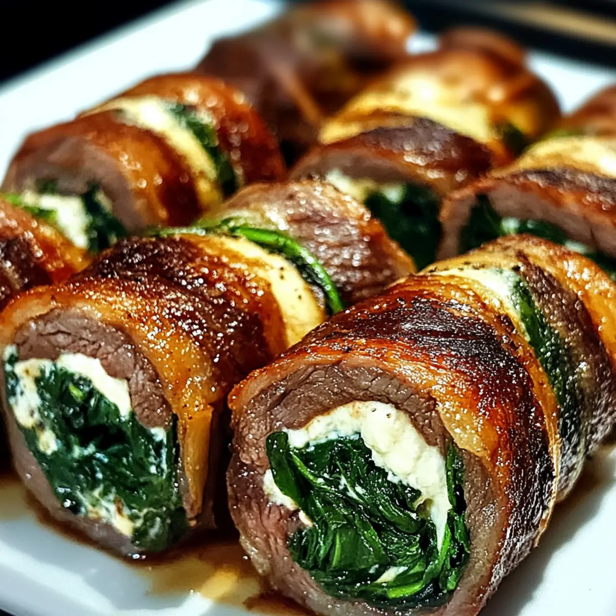 Flank Steak Pinwheels mit Spinat und Käse